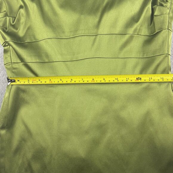 Donna Ricco Dress Womens 14 Green Satin Keyhole Back Sheath Skirt Formal Wedding - Picture 11 of 16